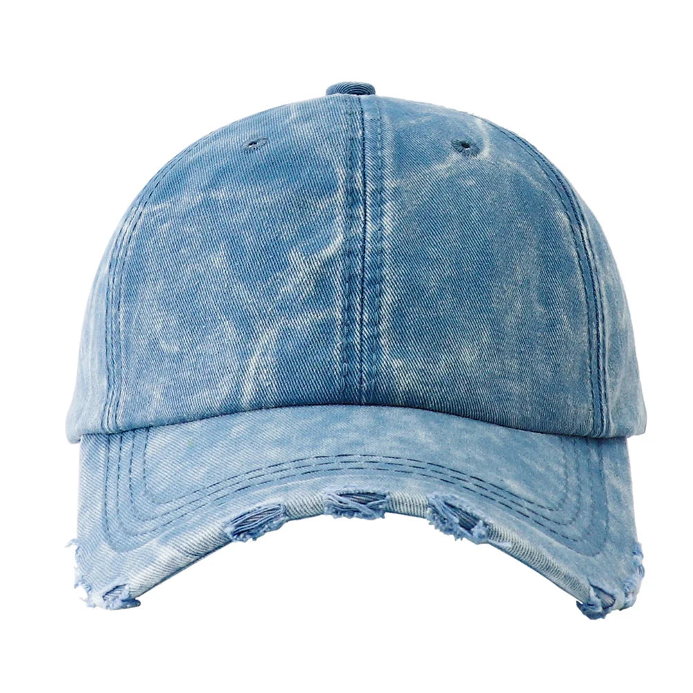 2024 New Vintage Washed Denim Baseball Cap Women Black Solid Color Distressed Jean Snapback Hats for Men Gorras Para Hombres