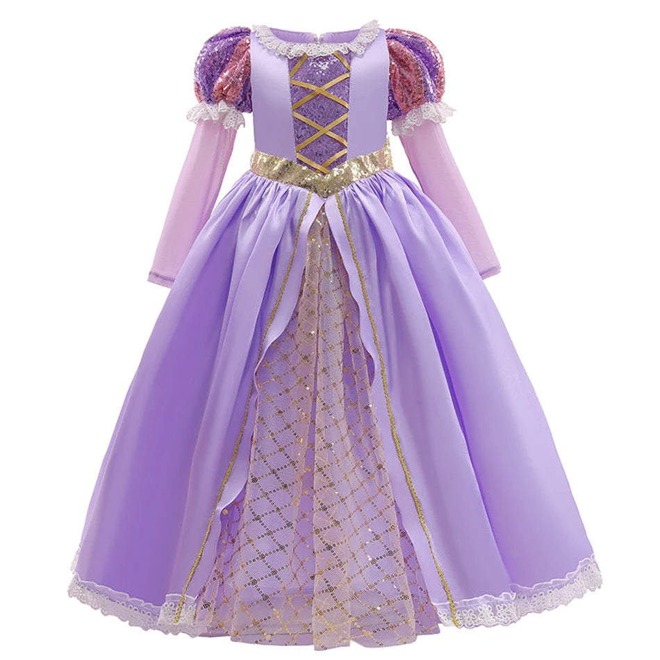 Rapunzel Dress Princess Costume Sets Children Birthday Carnival Halloween Party Fancy Girls Tangled Cosplay Clothes 2-10 Years