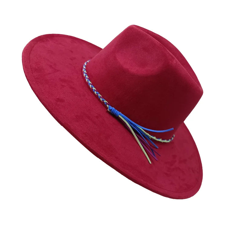 Gorras Para Hombres Three styles Suede Hat Water drop hat 9.5cm Wide Brim Fedora Hat Women's Autumn and Winter Felt Jazz Hat