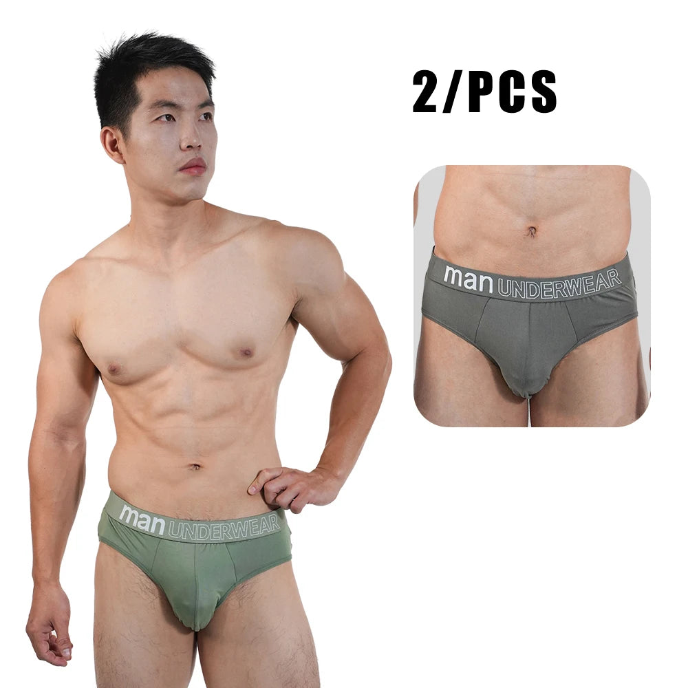 2Pcs Men‘s Large Briefs Mens Comfortable Underpants Man Sexy Gifts Underwear Stunend Breathable Triangle Panties Para Hombres