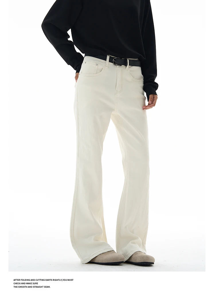 Men's Flared Pants Solid Stretch New Slim Wide Legs Fashion Trousers Hip Hop Casual Hippie Pants Male Streetwear