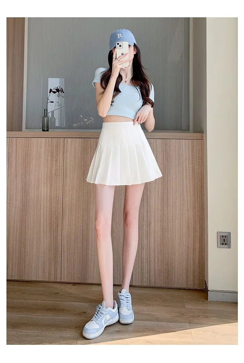Preppy Style Women Pleated Skirts Summer High Waist Zipper Girls Dancing JK Mini Skirts Black Fashion Student A Line Faldas 2025