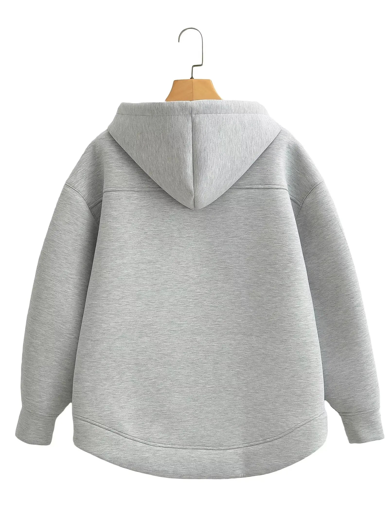 HH Autumn Winter Women's Zipper Hoodie Coat High Street Double Pockets Oversize Jakcet Loose Sweatshirts Outerwear Top