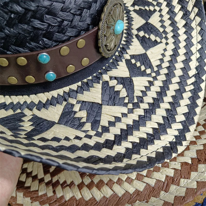 Straw hat women breathable sun hat fashion hollow retro straw hat hand-woven summer travel straw hat gorras para hombres