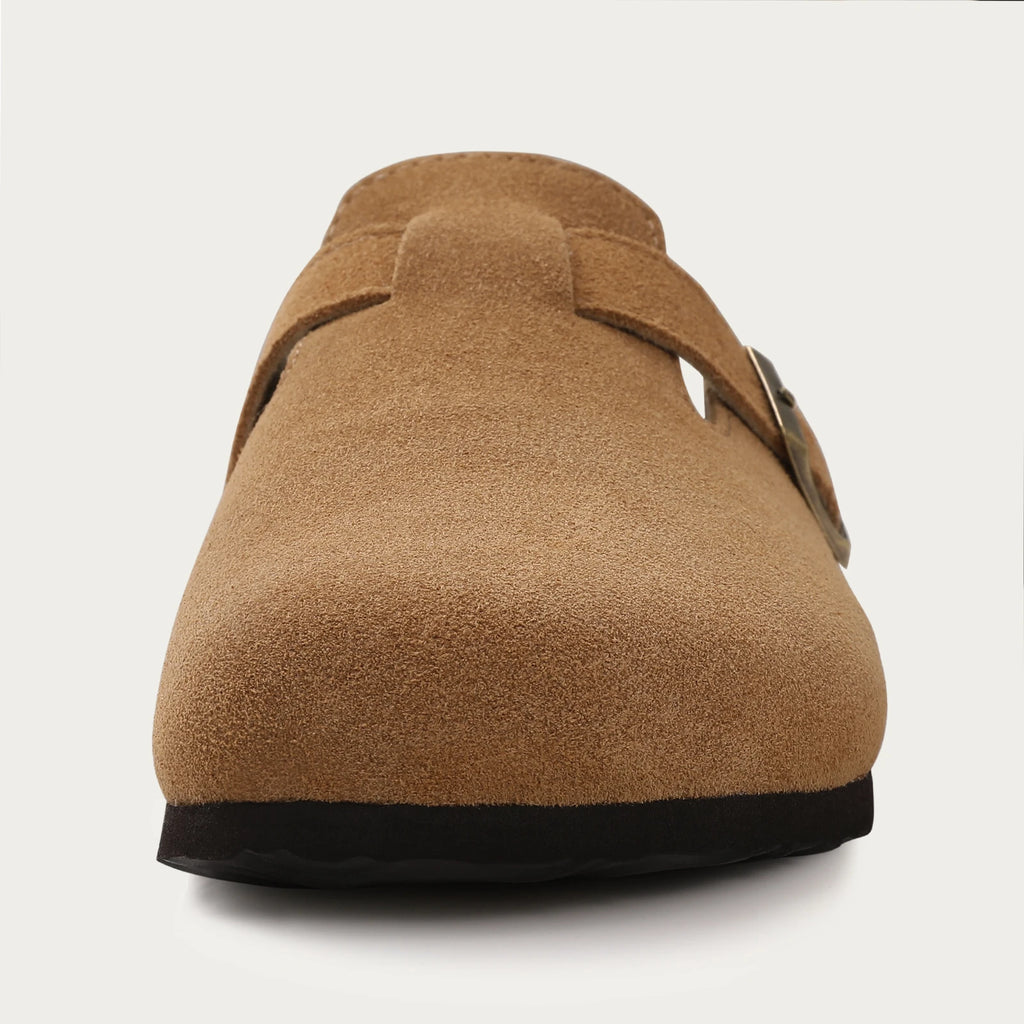Shevalues Men Clogs Slippers Cow Suede Clogs For Men Leather Mules Men Fashion Beach Shoes Men Outdoor Classic Cork Sandals Men