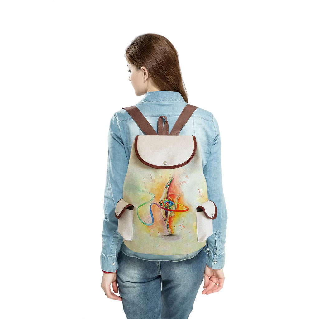 Watercolor Gymnastics Art Print Backpack Women Drawstring Bags Pretty Girls Daypack Gymnast Storage Bag for Travel Gift Portable