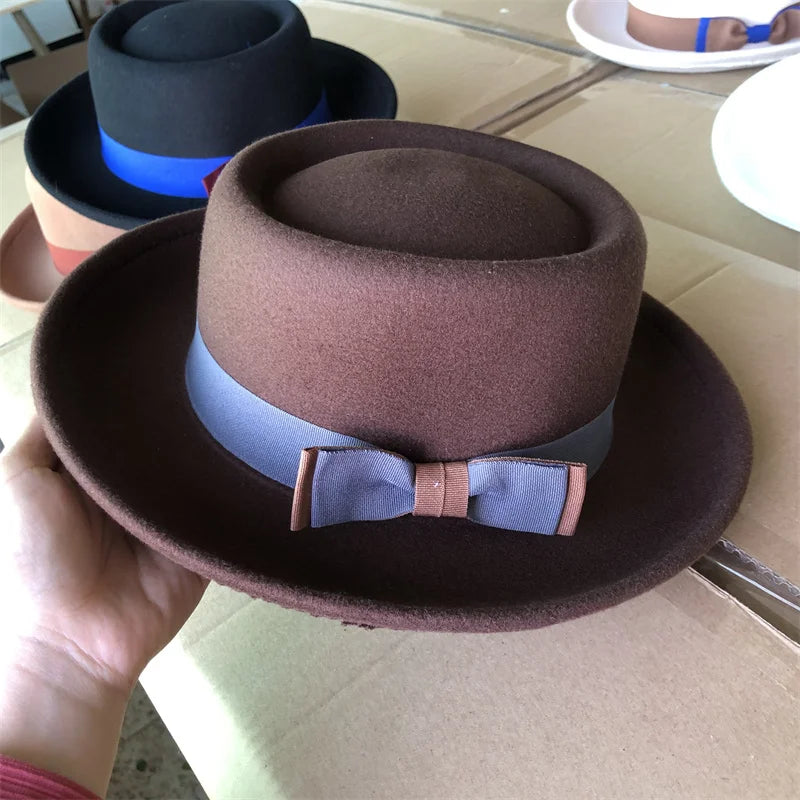 Men's hat Fedora Hat Women's Fashion Autumn and Winter Pork Pie Double Concave Small Brim Men's Jazz Hat Gorras para hombres