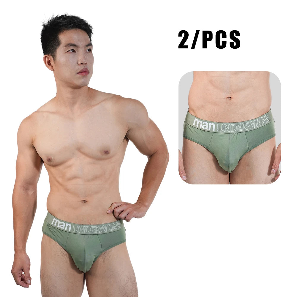 2Pcs Men‘s Large Briefs Mens Comfortable Underpants Man Sexy Gifts Underwear Stunend Breathable Triangle Panties Para Hombres