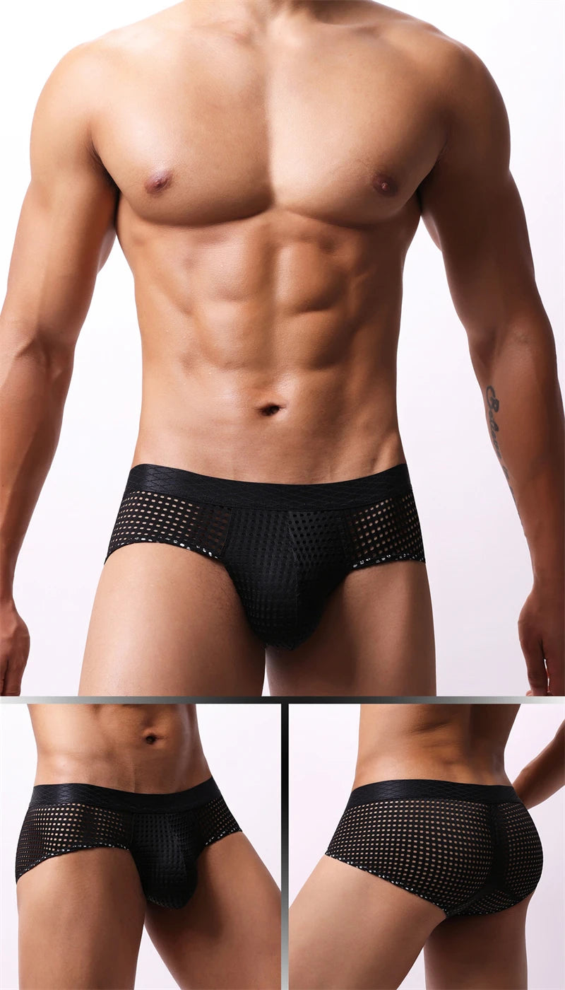 sexy tоy mens underwear Breathable mesh ropa interior hombre low waist calzoncillos hombres wide waistband sissy gay boxers new