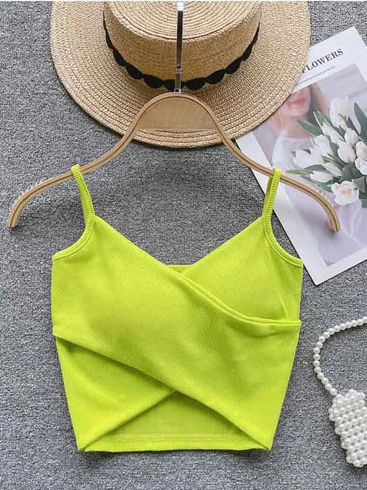  Irregular Casual Sport Camisole Women Strap Design Solid Fashion 2023 Y2K Elegant Ladies Chic Slim Tank Tops