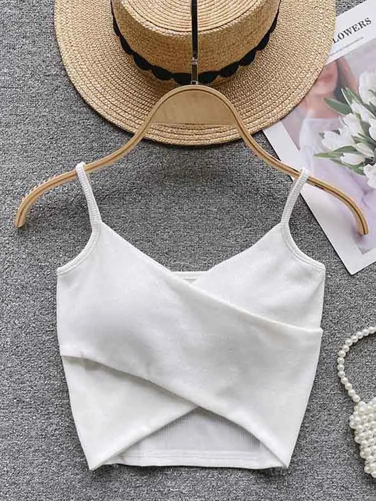  Irregular Casual Sport Camisole Women Strap Design Solid Fashion 2023 Y2K Elegant Ladies Chic Slim Tank Tops