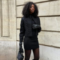 Women's Napoleon Style Black Cropped Jacket Coat Long Sleeve Tops Braided Button Trim Vintage Slim Fit Fashion Lady Outerwear