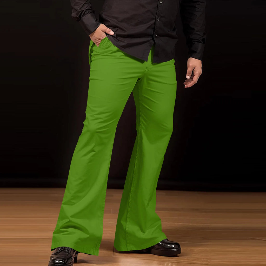 Flare Pants Men Spring Solid Color Daily Simple Classic Trousers Chic Comfortable Hip Hop Mopping Bottoms Disco Flared Pants