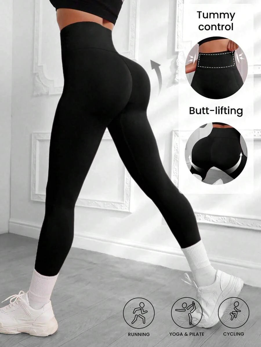 Women's High waisted yoga Leggings solid color slim fit Hip Lifting stretch leggings quick drying breathable fitness sport pants