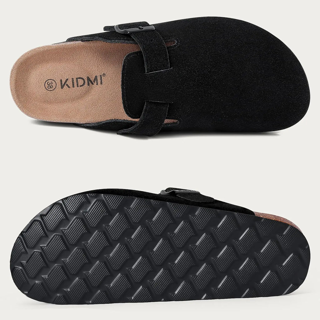 Shevalues Men Clogs Slippers Cow Suede Clogs For Men Leather Mules Men Fashion Beach Shoes Men Outdoor Classic Cork Sandals Men