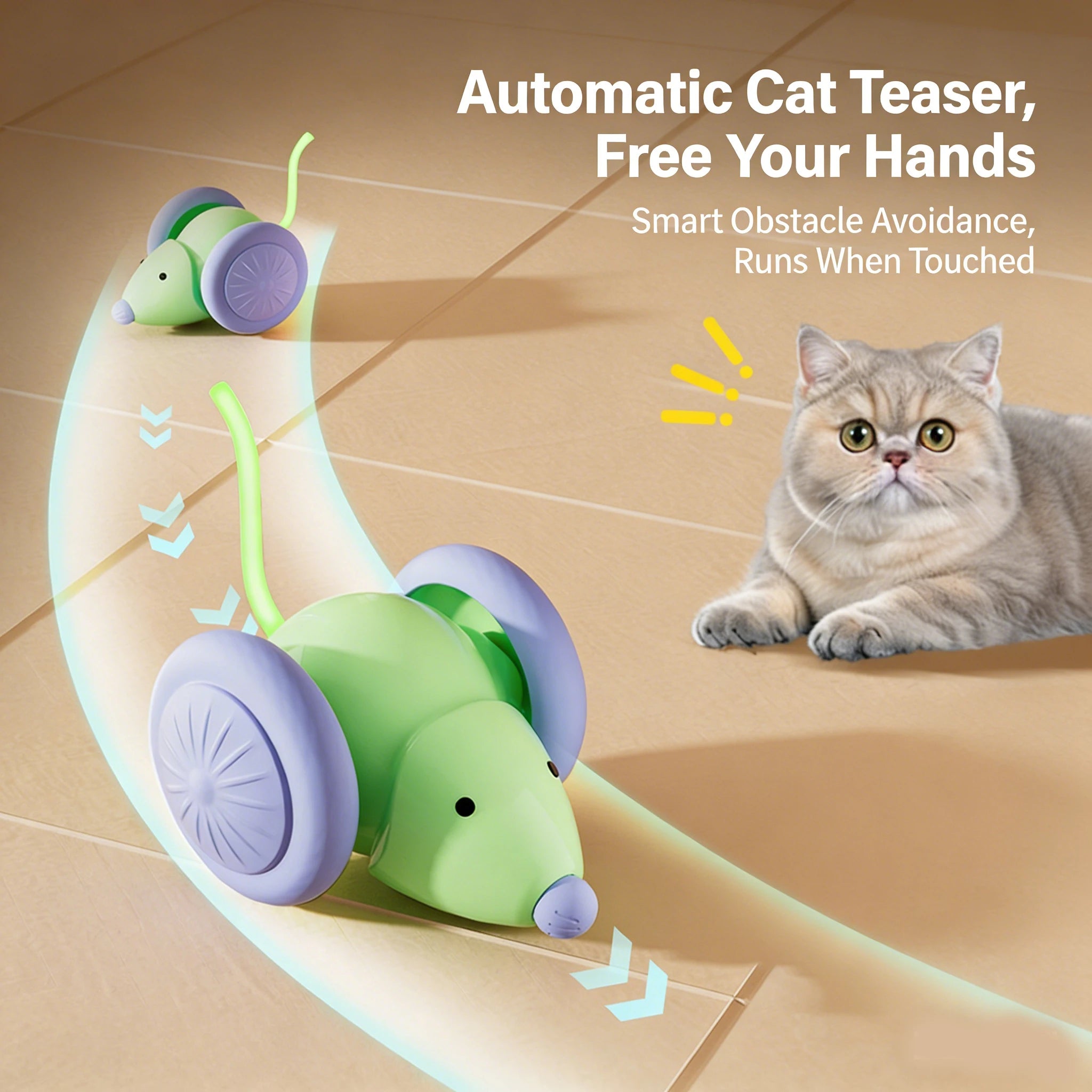 Interactive Electric Running Mouse Cat Toy Self-Playing Teaser Wand Automatic Moving Pet Toy for Cats Kittens Dogs
