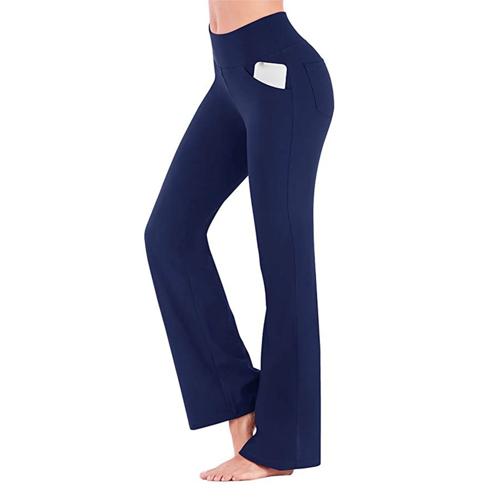 Flared Leggings Basic Yoga Pants With Pockets Women High Waist Breathable Comfortable Pants Gym Sports Slim Flared Tight Pants