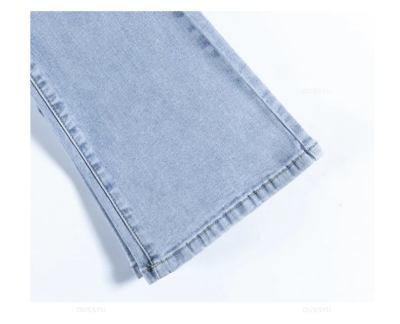 Flared Jeans Woman High Waist Denim Trousers For Female Blue White Black Elastic Skinny Fashion Classic Leisure Wide Leg Pants
