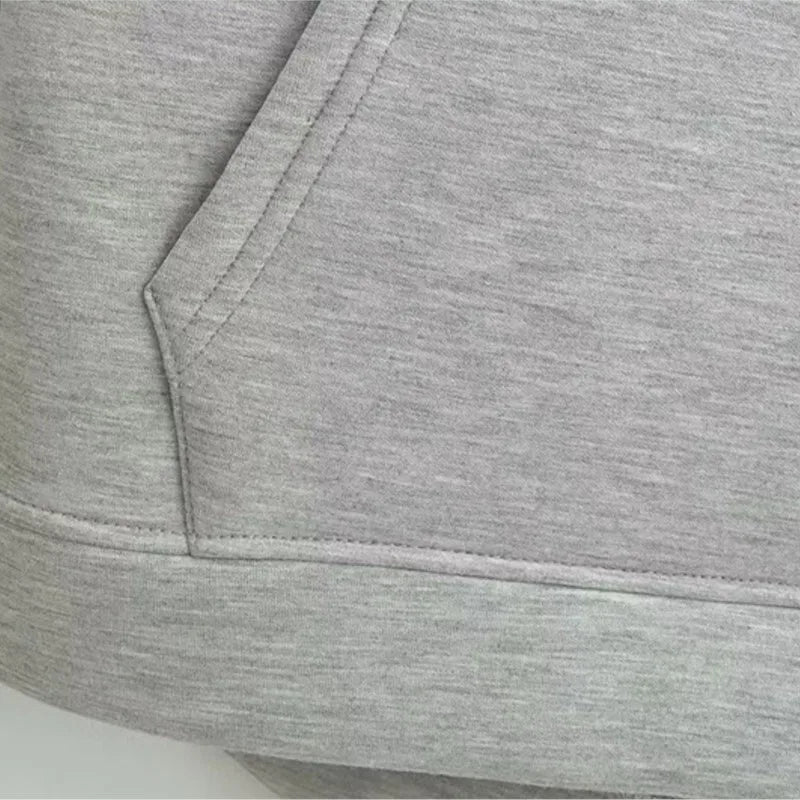 Alobee Autumn Women Gray Black Jacket With Hood Long Sleeve Zipper Jacket Coat Woman Loose Casual Big Pocket Outerwear Coat Tops