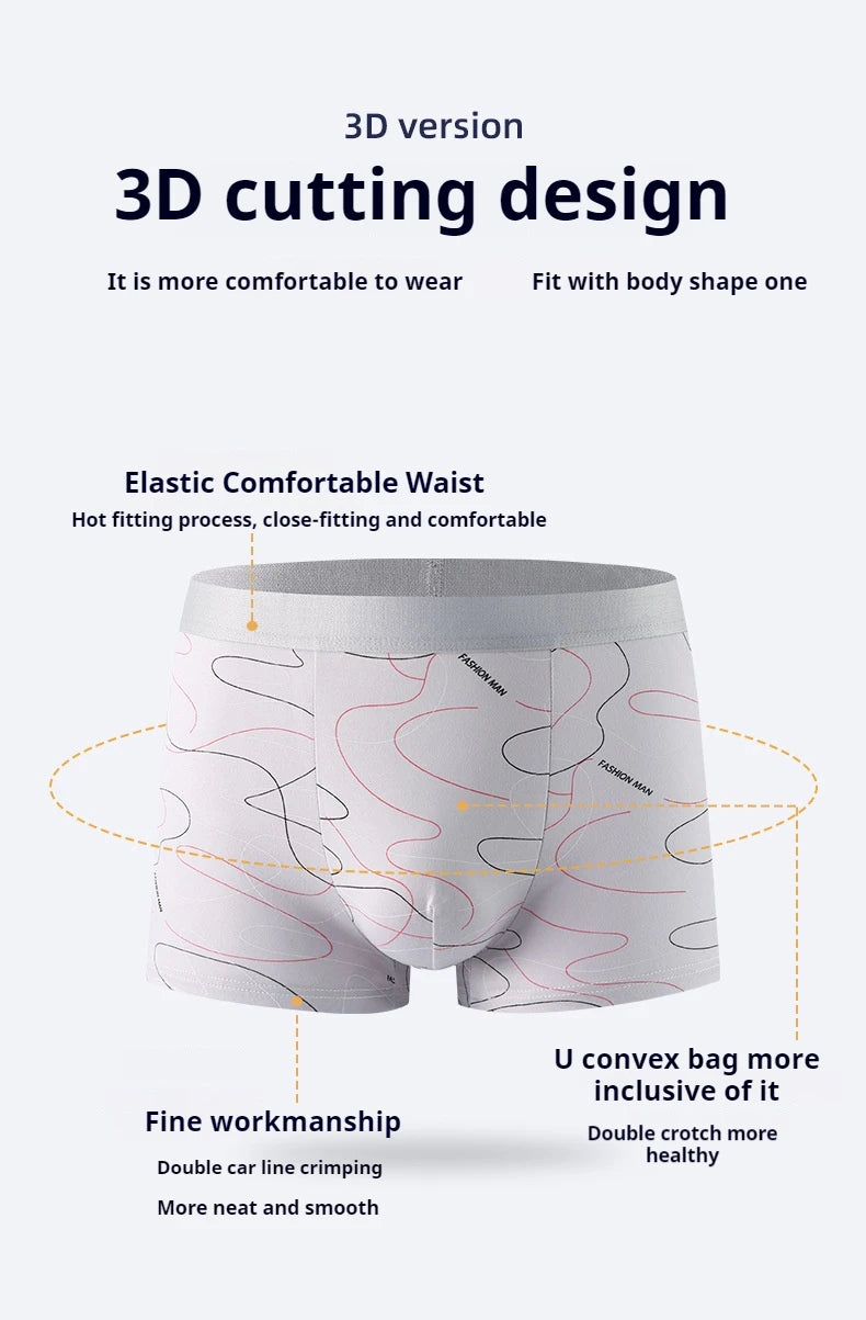 8Pcs Men Underwear Men BoxerShorts Men Printed Panties Soft Comfortable Men Underpants Man Sexy Breathable Fashion Sports Boxers