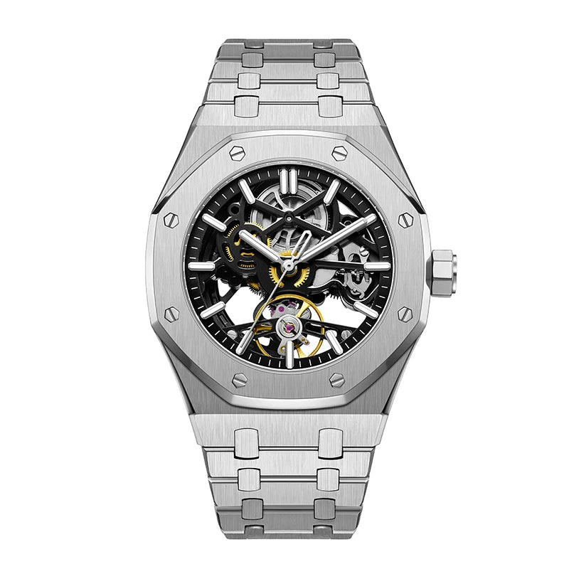 High End Precision Steel Belt Butterfly Buckle Mechanical Watch Relojes Para Hombre