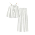 Semir Bowknot Strap Wide Leg Pants Set Women 2025 Summer New Linen Like Textured Two Piece Outfit for Vacation Style