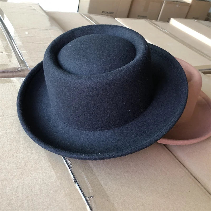 Men's hat Fedora Hat Women's Fashion Autumn and Winter Pork Pie Double Concave Small Brim Men's Jazz Hat Gorras para hombres