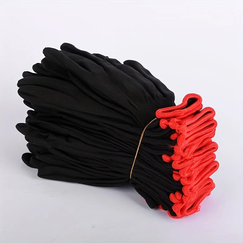 A set of breathable nylon garden work gloves, without PU coating and silicone, not waterproof, used for excavation and planting