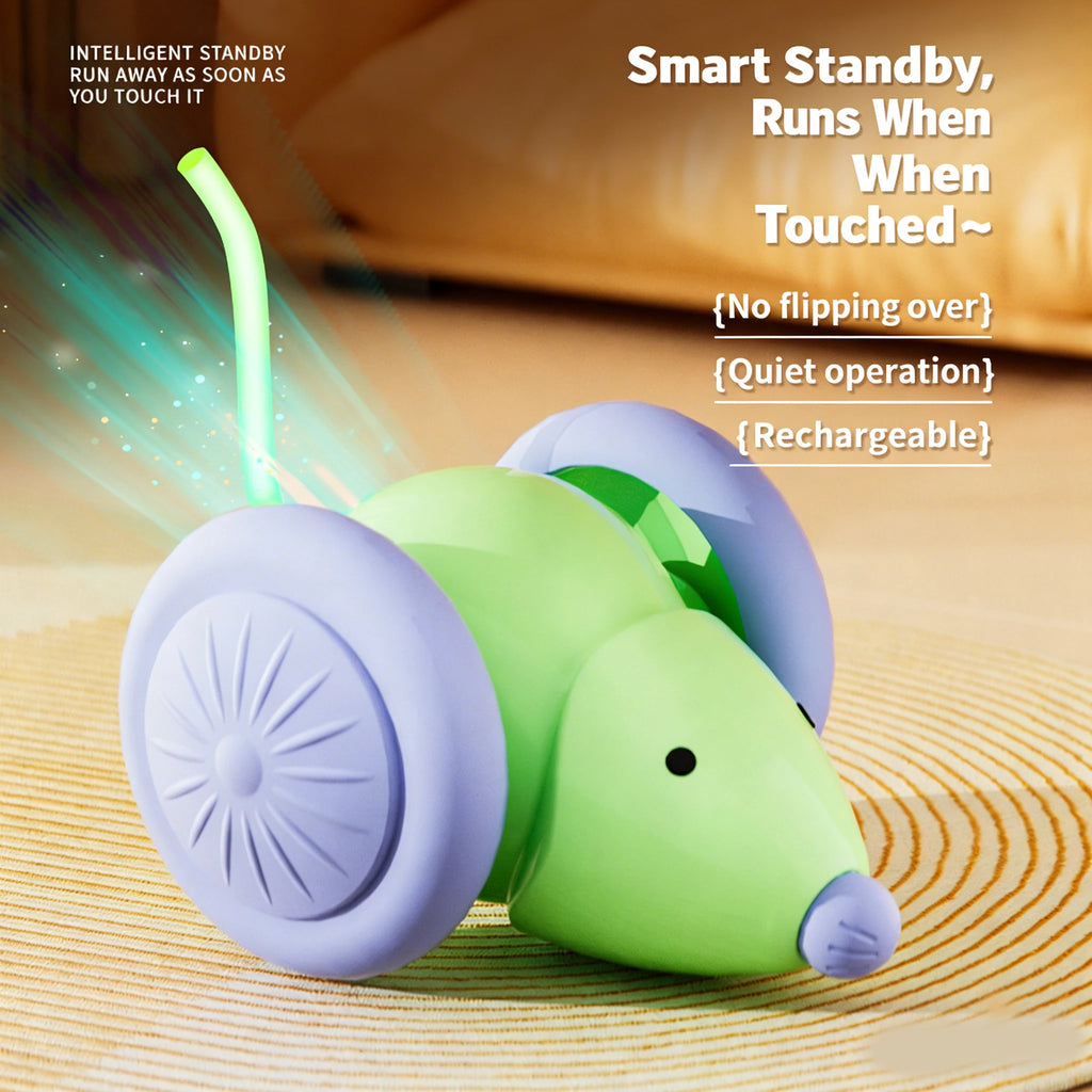 Interactive Electric Running Mouse Cat Toy Self-Playing Teaser Wand Automatic Moving Pet Toy for Cats Kittens Dogs
