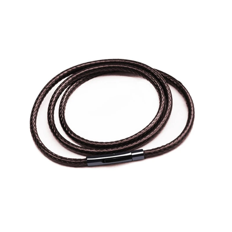 3mm Black Brown Braided Leather Rope Necklace for Men Chain Choker Men Collar Neck Diy Pendant Cord Colgante Hombres Cuello 60cm