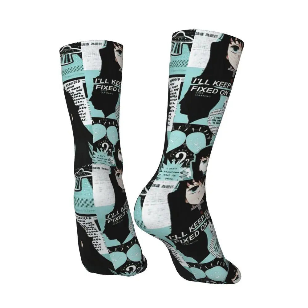 Custom Giyuu Tomioka Demon Slayer Men Women Crew Socks Unisex Kawaii Kimetsu No Yaiba Spring Summer Autumn Winter Dress Socks