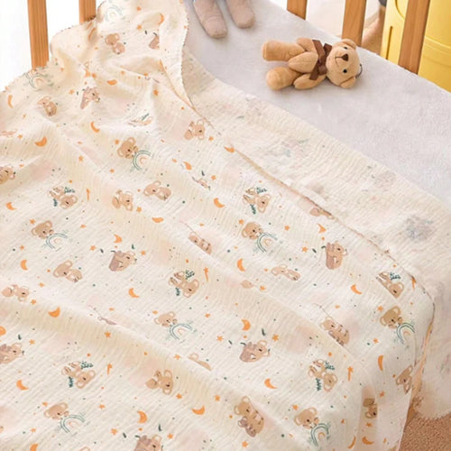 1 Piece of Double-Layered Baby Swaddle Blanket, Soft and Breathable, with Cute Patterns, Multifunctional Newborn Wrap Blanket, Baby Quilt, Baby Swaddle Sheet, Suitable for All Seasons