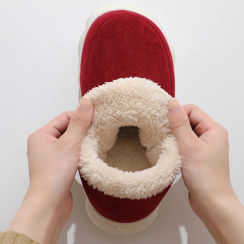 Shevalues Winter Fuzzy Men Shoes Fluffy Plush Men House Shoes Fashion Outdoor Antiskid Men Cotton Shoes Platform Fur Men Shoes