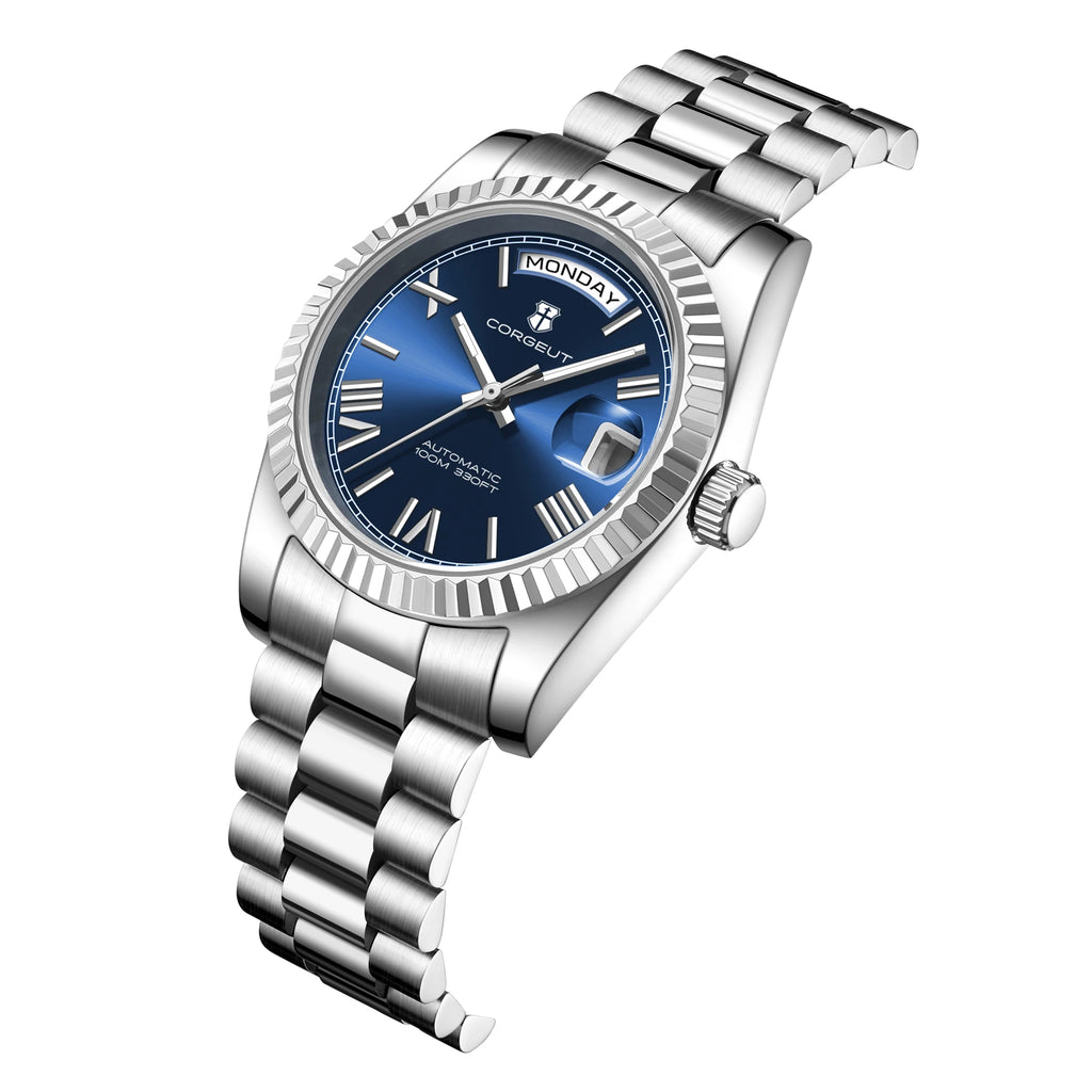 Corgeut automatisch mechanisch herenhorloge - 39/36mm Japanese movemen Saffierdatumweergave met vergrootglas - Reloj para Hombre
