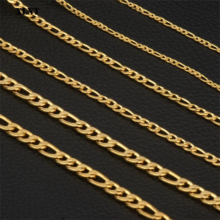 Fashion New Figaro Chain Necklace Men 3mm Stainless Steel Gold Color Long Necklace for Men Jewelry Gift Collar Hombres