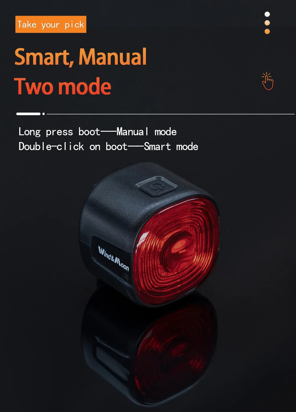 Bicycle Intelligent Brake Tail Light IP66 Waterproof 6 Light Modes High Brightness Bike Rear Lamp for Seat Post/Saddle/ Bag