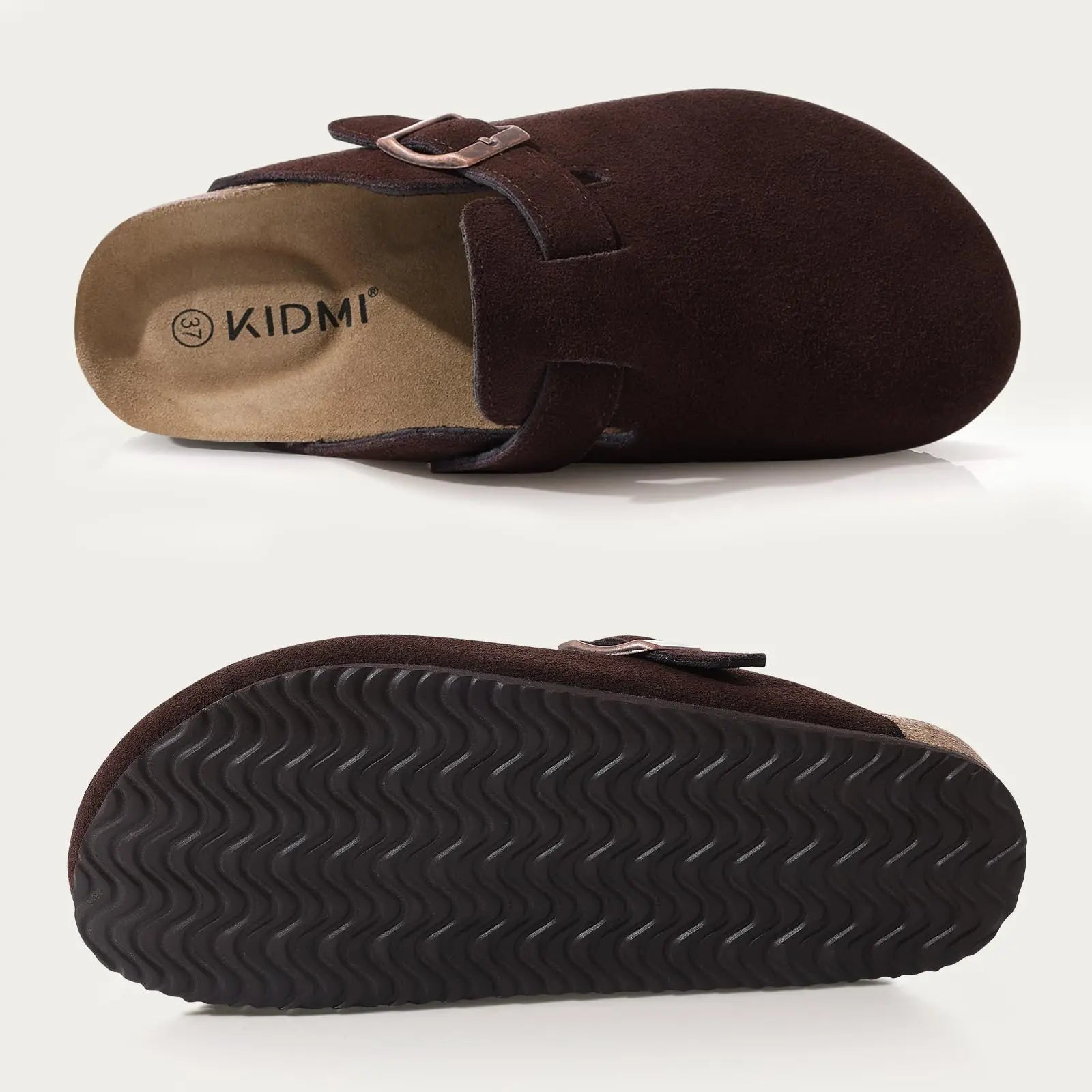 Shevalues Men Clogs Slippers Cow Suede Clogs For Men Leather Mules Men Fashion Beach Shoes Men Outdoor Classic Cork Sandals Men