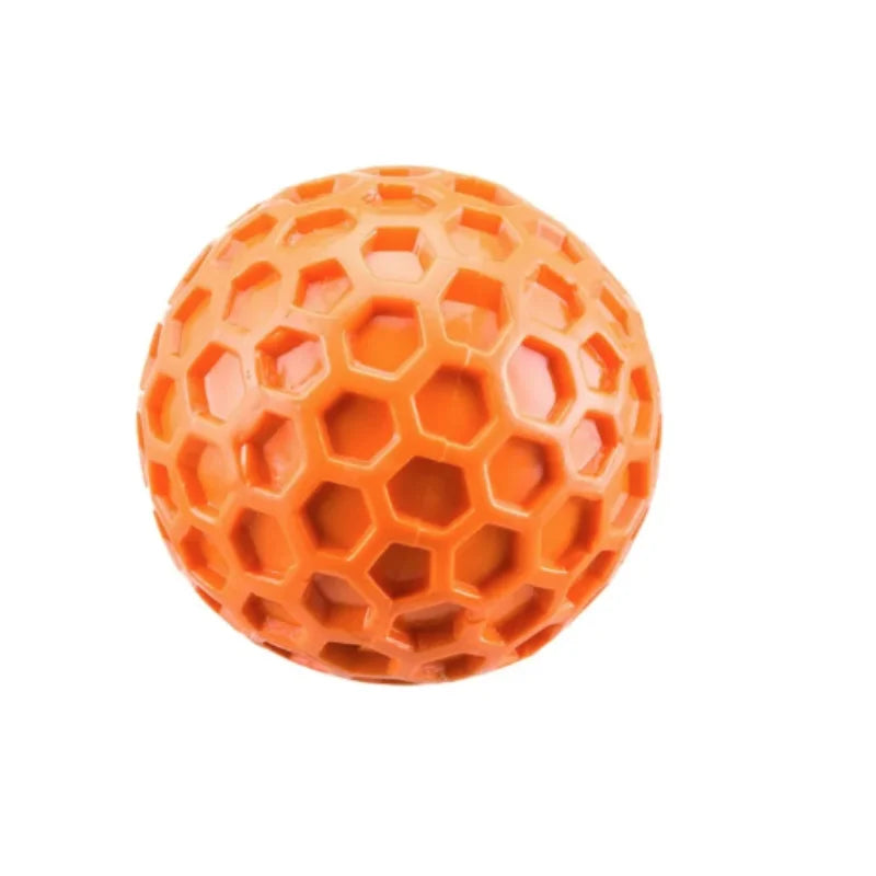 Interactive Dog Toys - Natural Rubber Honeycomb Balls Bite Resistant Teething Chew Toys with Sound for Clean Teeth Pet Play