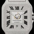 Moissanite Watch Men Iced Out Automatic Mechanical Roman Numerals Stainless Steel Luxury Wristwatch