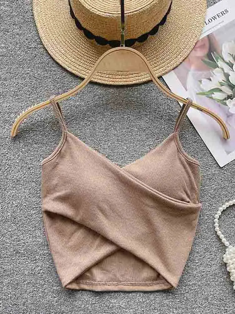  Irregular Casual Sport Camisole Women Strap Design Solid Fashion 2023 Y2K Elegant Ladies Chic Slim Tank Tops