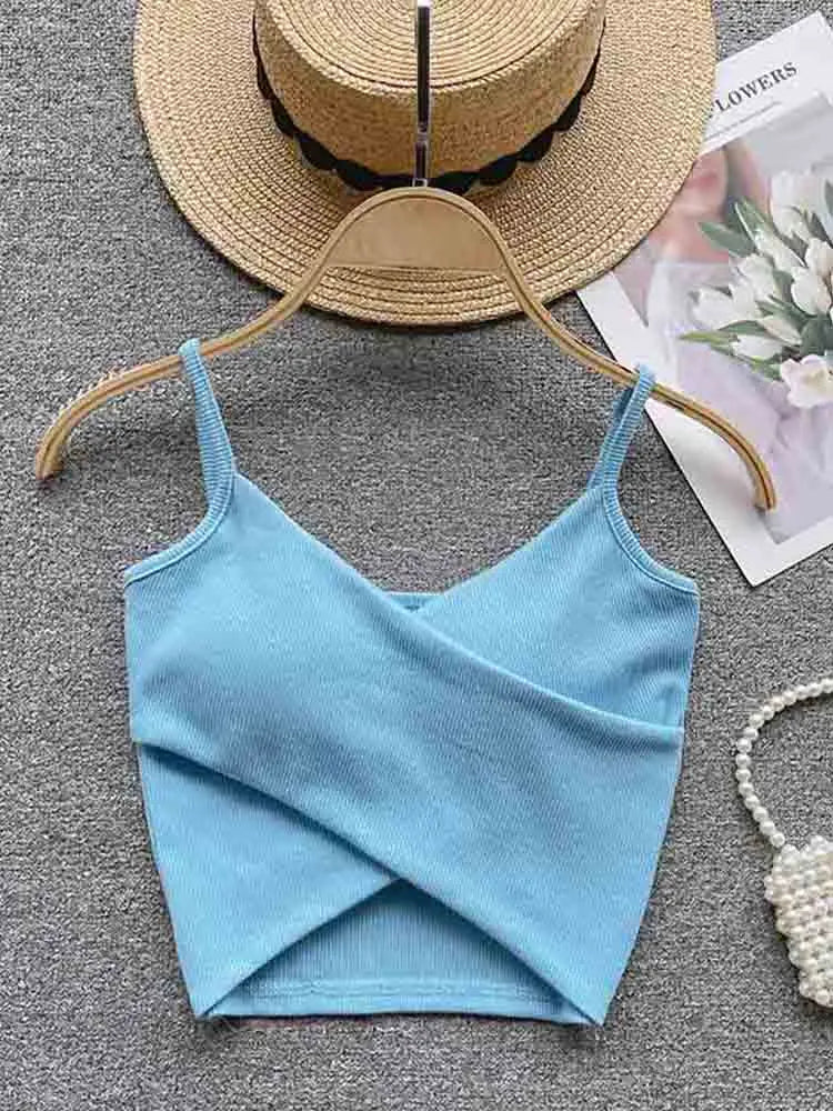  Irregular Casual Sport Camisole Women Strap Design Solid Fashion 2023 Y2K Elegant Ladies Chic Slim Tank Tops