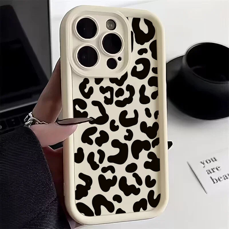 Leopard Print Pattern Phone Case for IPhone 11 12 13 14 15 Pro Max X XR XS Max 7 8 Plus SE2 Shockproof Silicone Soft Back Cover