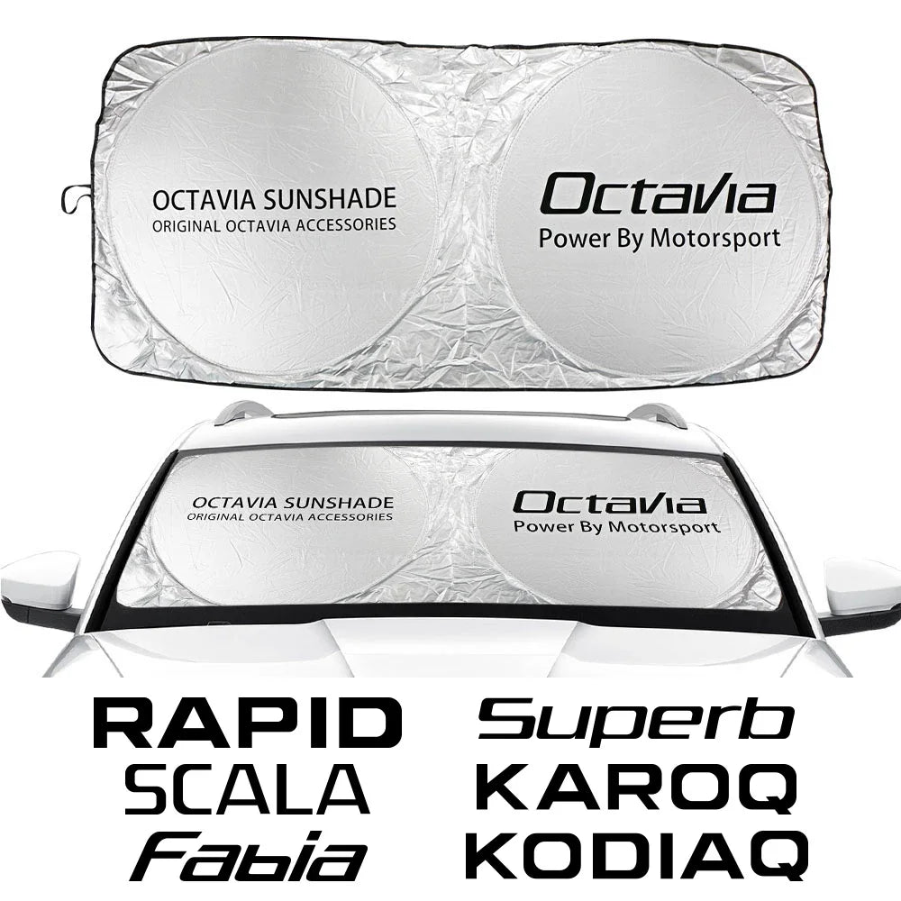 Car Windshield Sunshade Cover Accessories For Skoda Octavia Fabia Rapid Superb Kodiaq Scala Karoq Citigo Kamiq Roomster Enyaq