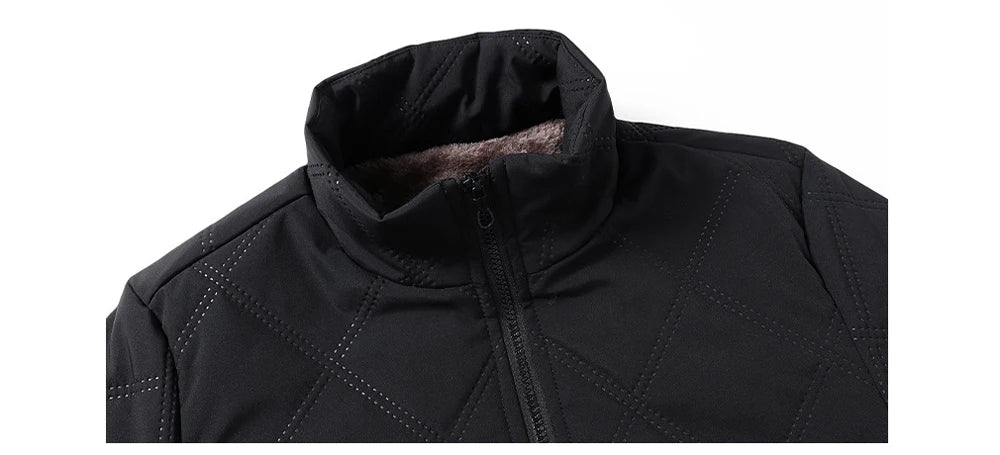 Winter Men Fleece Warm Padded Jacket Men Stand Collar Thermal Parkas Men Cotton Thicken Windbreaker Jacket Men Clothing