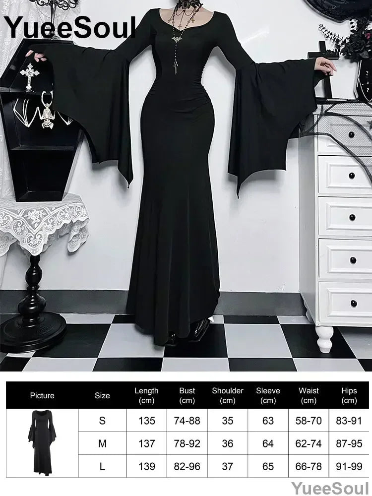 Halloween Gothic Grunge Punk Women Dress Long Sleeve Lace Slim Black Dresses 2026 New Y2K Harajuku Lolita Fairy Core Party Dress