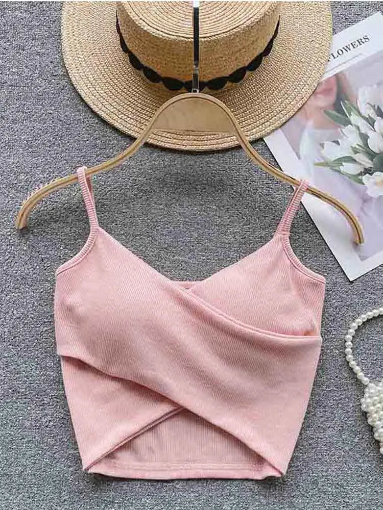  Irregular Casual Sport Camisole Women Strap Design Solid Fashion 2023 Y2K Elegant Ladies Chic Slim Tank Tops