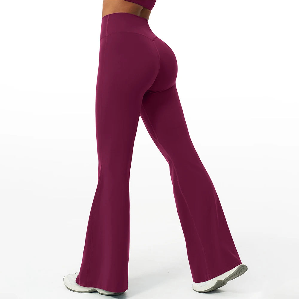 Yoga Flared Pants Women Fitness Bell Bottom Running Cycling Flared Trousers Sports Pants Female High Waist Wide Leg Yoga Pants