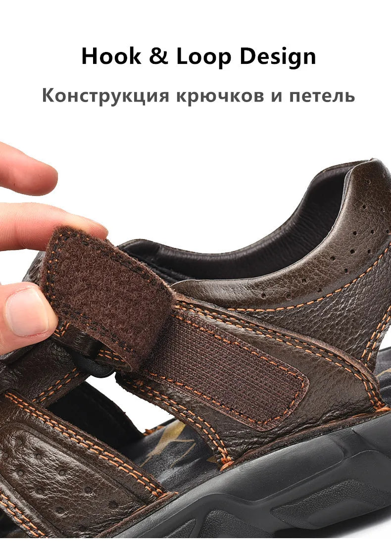 Genuine Leather Casual Shoes For Men High Quality Classic Men Sandals Summer Outdoor Walking Men Sneakers Breathable Men Sandals