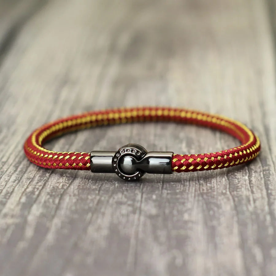 Outdoor Sports Cycling Mens Rope Bracelet Black Magnet Buckle Wrap Bangle Pulseira Corda Masculina Pulceras Hombres Elegante