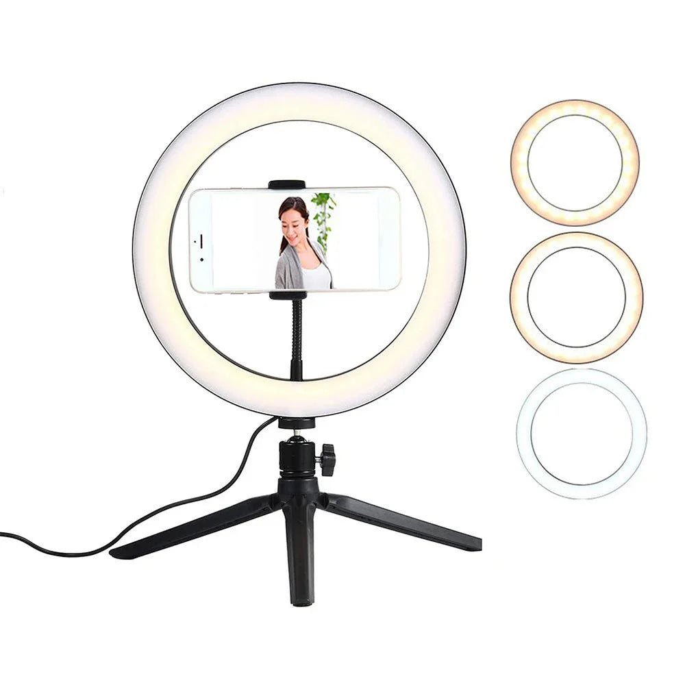 10" LED Ring Light with Tripod Stand Dimmable for Makeup & Live Streaming
